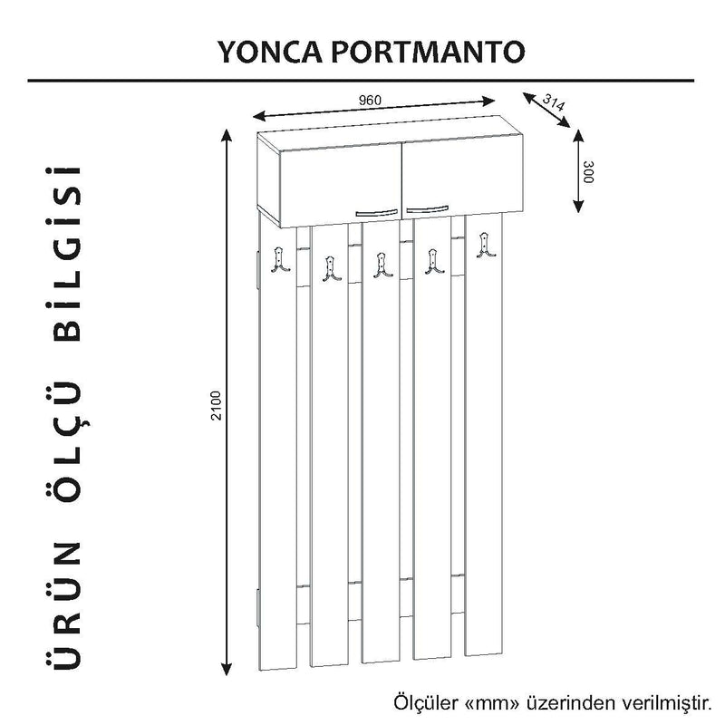 Appendiabiti da parete design a 5 ganci con scarpiera a due ante in legno cm 96x31x210h