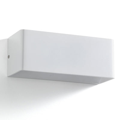 Applique moderna da parete rettangolare in metallo bianco cm 25x10x10h