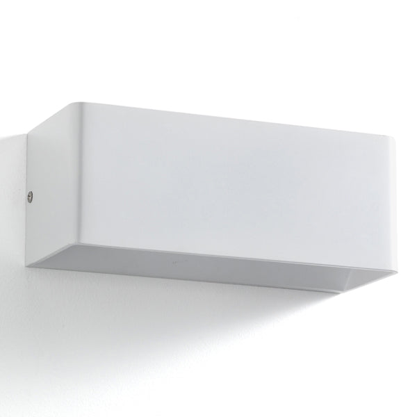 Applique moderna da parete rettangolare in metallo bianco cm 25x10x10h