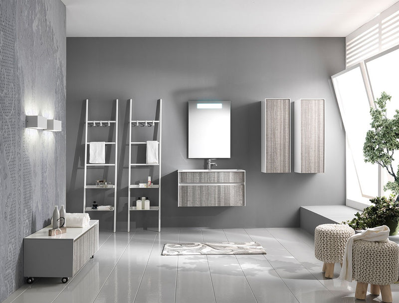 Applique moderna da parete rettangolare in metallo bianco cm 25x10x10h