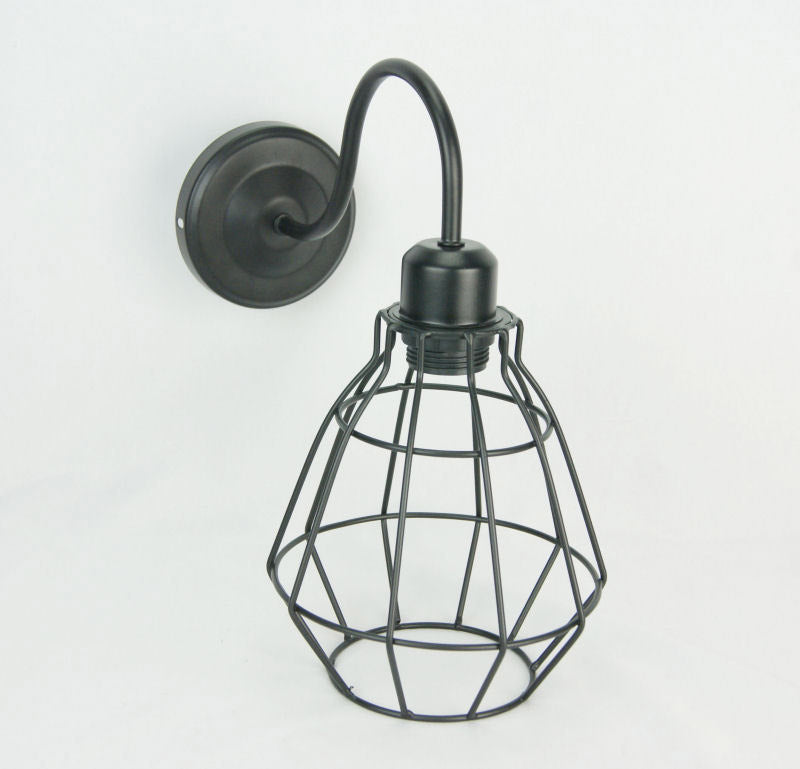 Applique da muro industrial in metallo colore nero cm 30x17x31h