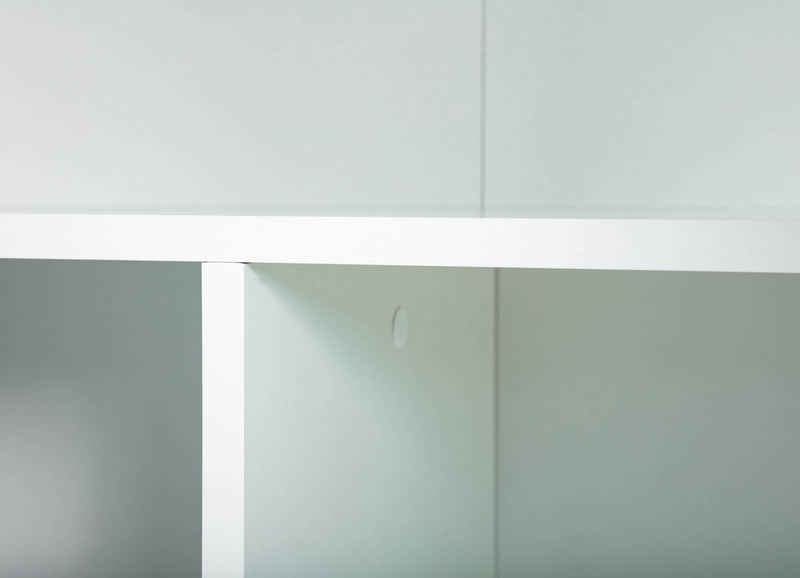 Plexy - Armadietto in legno bianco porta scope con ripiani cm 70x34x189h