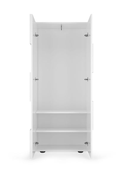Yanna - Armadio 2 ante da ingresso bianco lucido con appendiabiti cm 78x31x187h