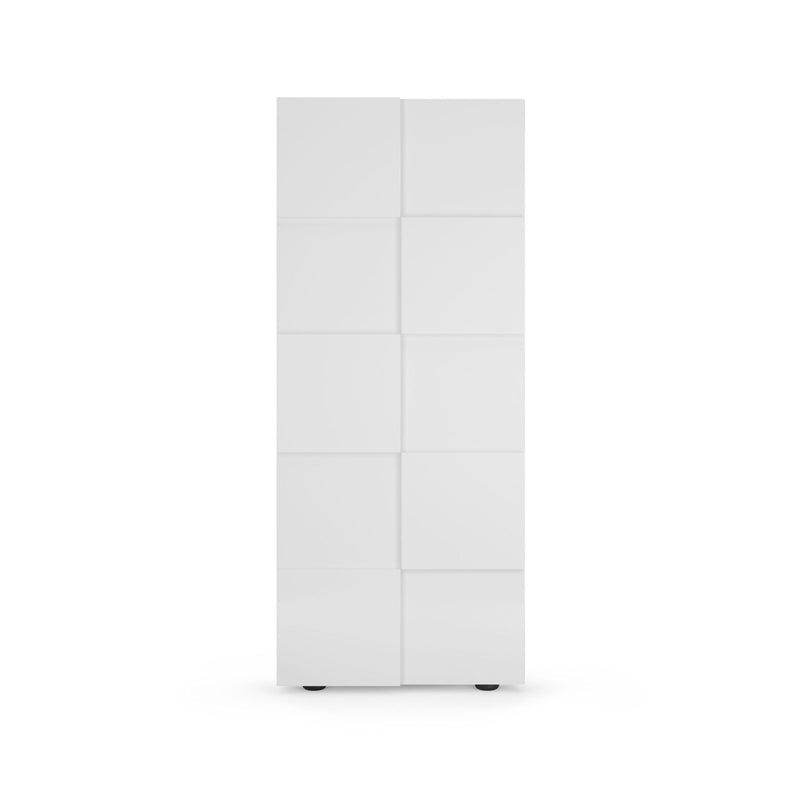 Yanna - Armadio 2 ante da ingresso bianco lucido con appendiabiti cm 78x31x187h