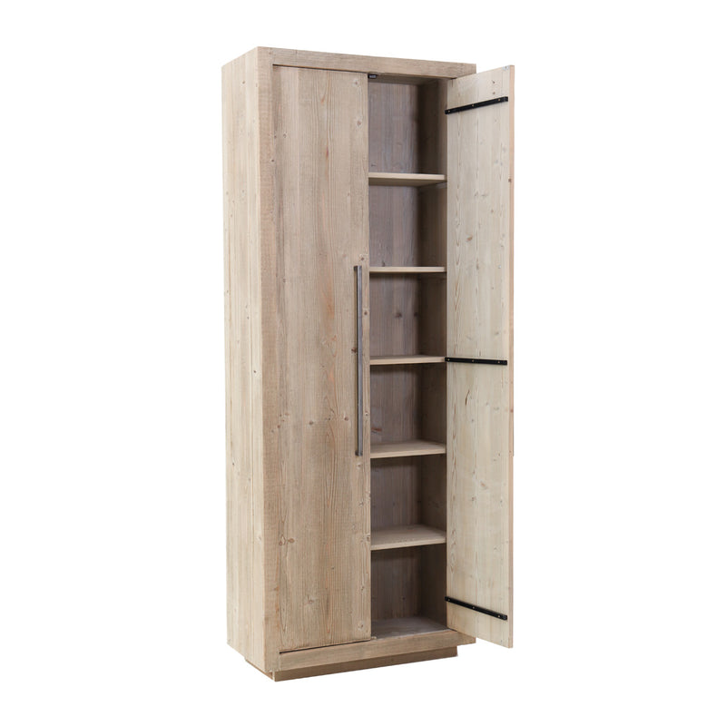 Armadio 2 ante con ripiani in legno massello di abete naturale cm 80x40x210h