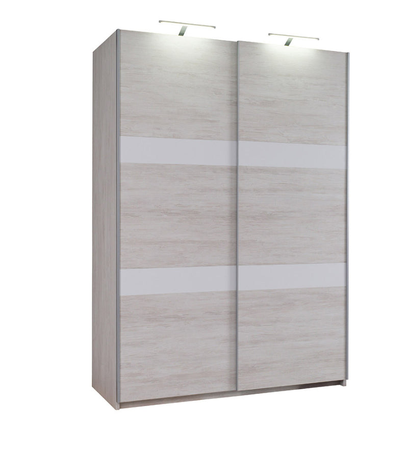 armadio scorrevole 2 ante in legno oak  white inserti bianco lucido