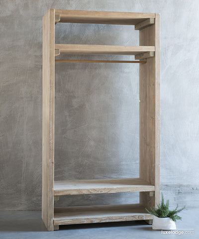 Appendiabiti armadio a vista in legno di recupero stile country cm 100x46x190h