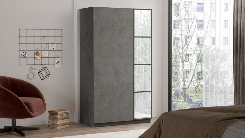 Armadio alto moderno con anta a specchio asta appendiabiti cm 104x50x184h- vari colori