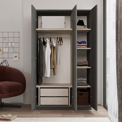 Armadio alto moderno con anta a specchio asta appendiabiti cm 104x50x184h- vari colori