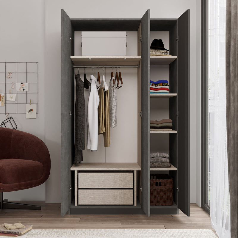Armadio alto moderno con anta a specchio asta appendiabiti cm 104x50x184h- vari colori