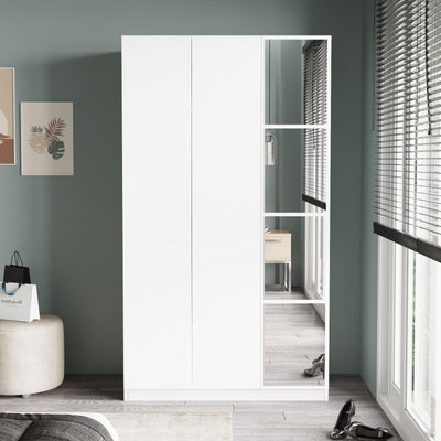 Armadio alto moderno con anta a specchio asta appendiabiti cm 104x50x184h- vari colori