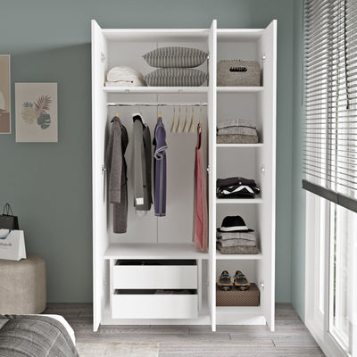 Armadio alto moderno con anta a specchio asta appendiabiti cm 104x50x184h- vari colori