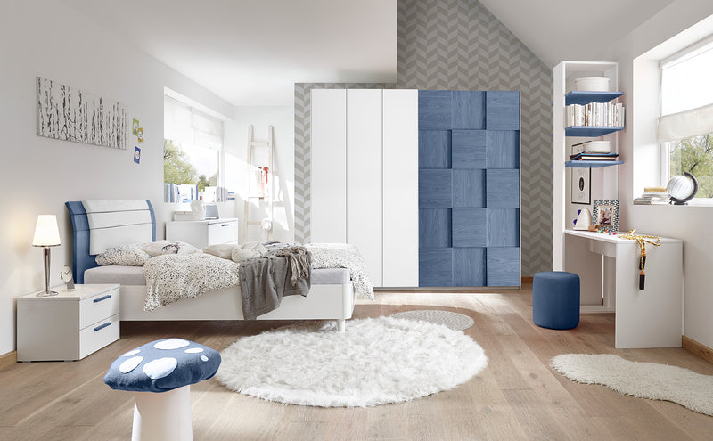 cameretta moderna bianco e blu