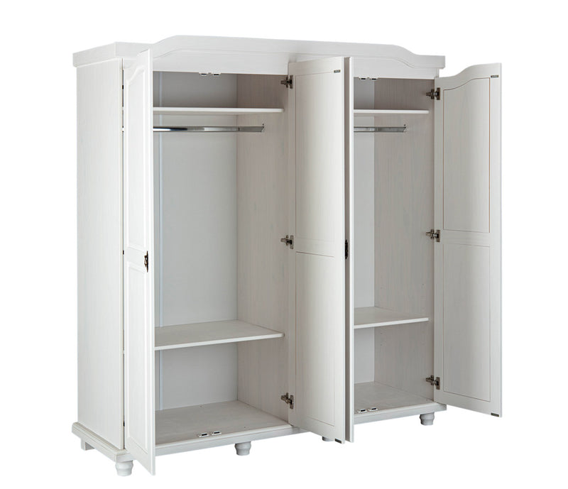 Marlet - Armadio classico 4 ante in legno massello colore bianco cm 182x59x197h