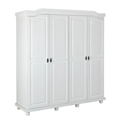 Marlet - Armadio classico 4 ante in legno massello colore bianco cm 182x59x197h