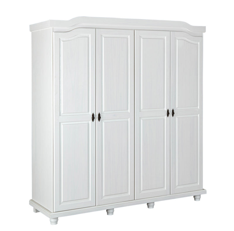 Marlet - Armadio classico 4 ante in legno massello colore bianco cm 182x59x197h