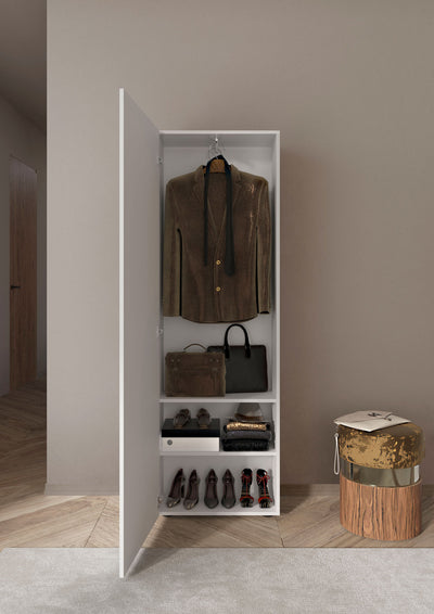 Sicandro - Armadio da ingresso 1 anta bianco lucido serigrafato con specchi cm 60x30x187h