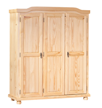 Isac - Armadio 3 ante classico country in legno finitura naturale cm 150x56x180h