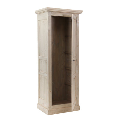 Armadio classico 1 anta in legno massello naturale con ripiani interni cm 85x60x210h