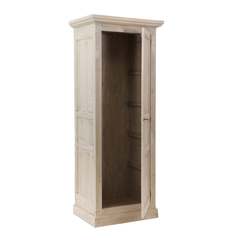 Armadio classico 1 anta in legno massello naturale con ripiani interni cm 85x60x210h