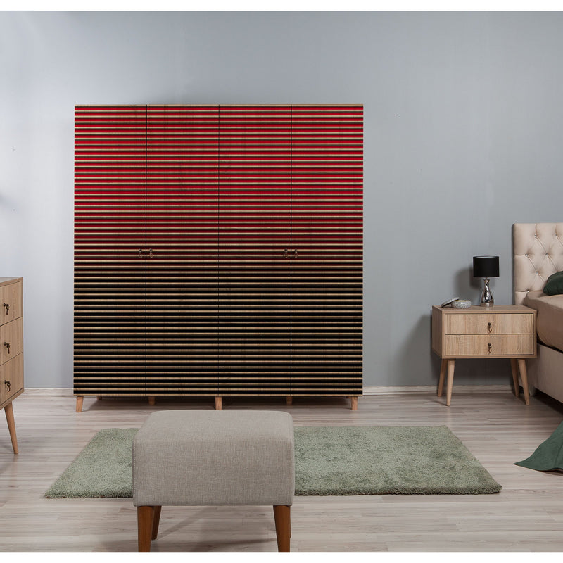Armadio alto design in legno 4 ante a fantasia cm 180x52x190h - vari colori