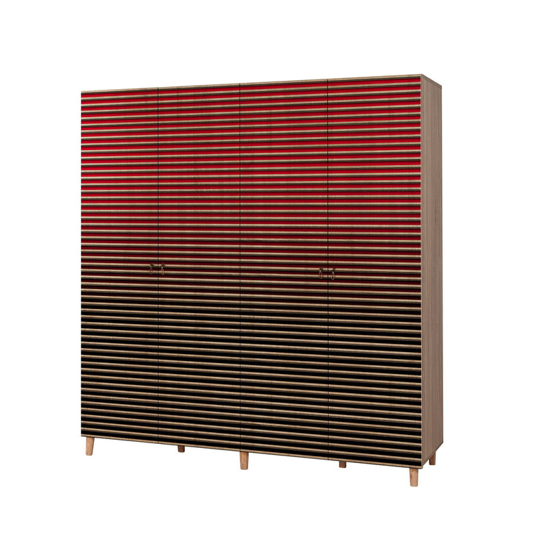 Armadio alto design in legno 4 ante a fantasia cm 180x52x190h - vari colori