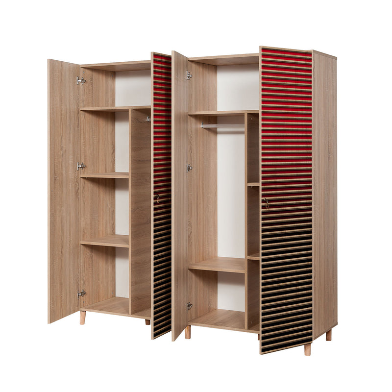 Armadio alto design in legno 4 ante a fantasia cm 180x52x190h - vari colori