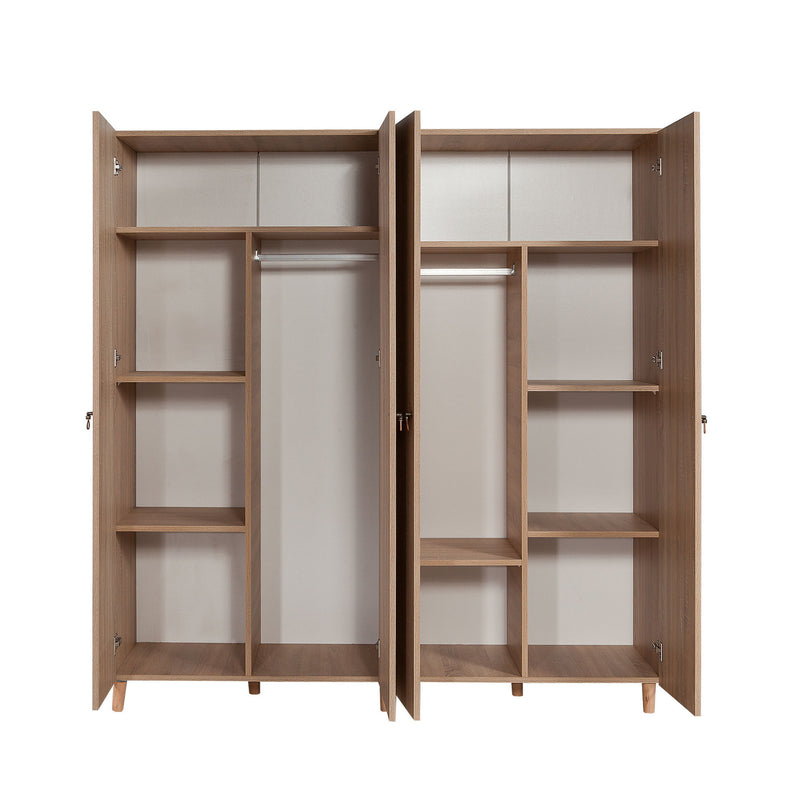 Armadio alto design in legno 4 ante a fantasia cm 180x52x190h - vari colori