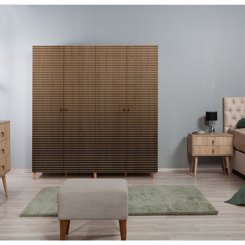 Armadio alto design in legno 4 ante a fantasia cm 180x52x190h - vari colori