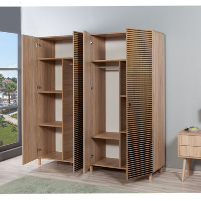 Armadio alto design in legno 4 ante a fantasia cm 180x52x190h - vari colori