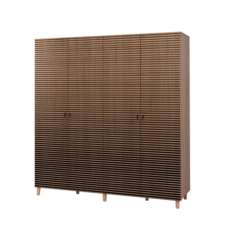 Armadio alto design in legno 4 ante a fantasia cm 180x52x190h - vari colori