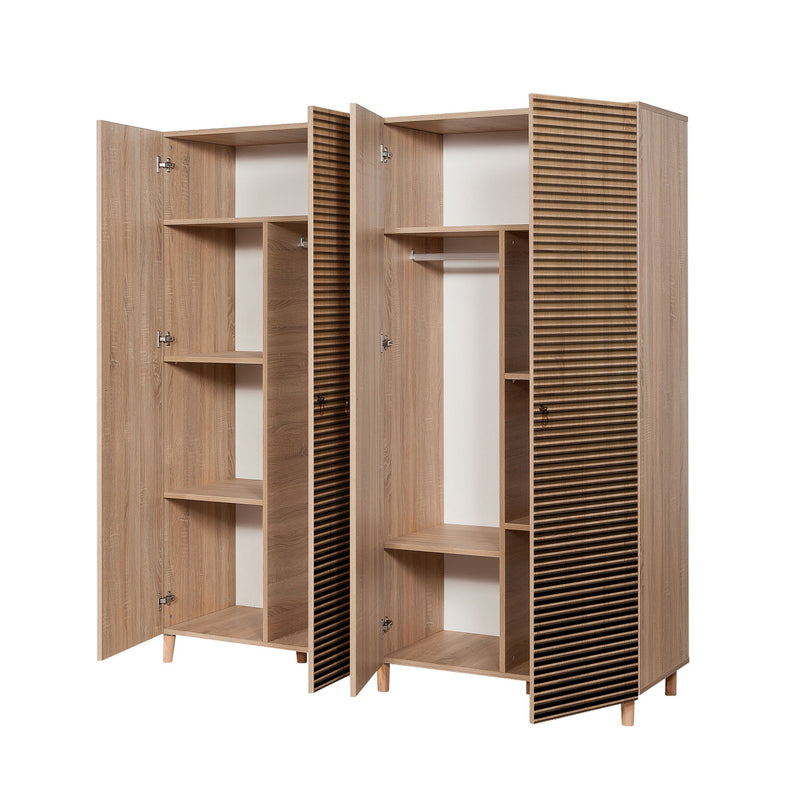 Armadio alto design in legno 4 ante a fantasia cm 180x52x190h - vari colori