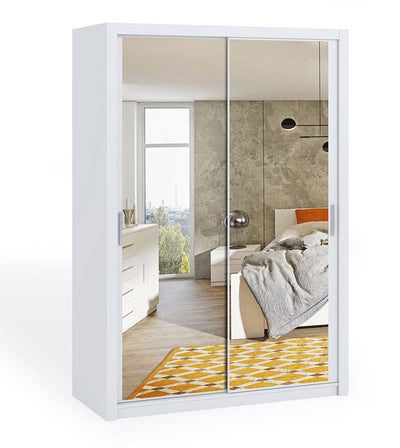 armadio scorrevole con specchio in legno bianco opaco