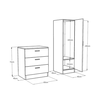 Armadio multiuso in legno per casa moderno con anta a specchio e 3 cassetti - vari colori