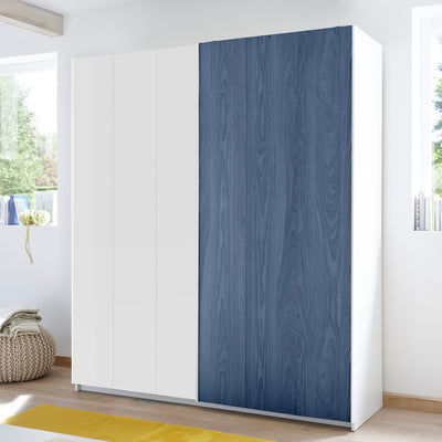 armadio scorrevole moderno 2 ante in legno bianco e blu