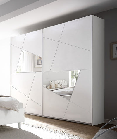 Vastery - Camera completa moderna matrimoniale in legno bianco con specchi
