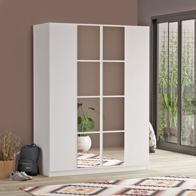 Armadio zona notte moderno 2 ante a specchio e asta appendiabiti cm 138x50x184h - vari colori
