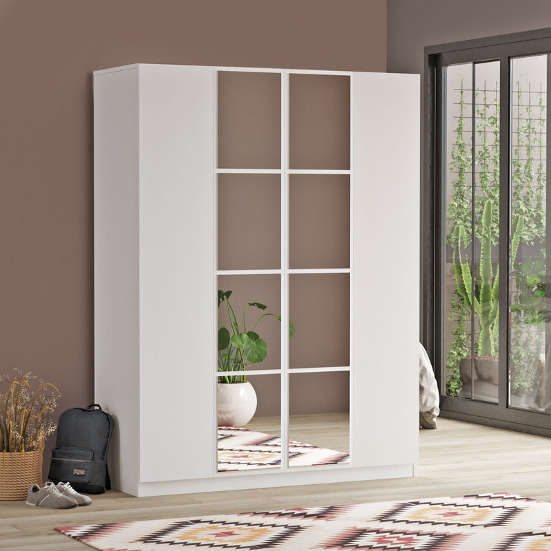 Armadio zona notte moderno 2 ante a specchio e asta appendiabiti cm 138x50x184h - vari colori