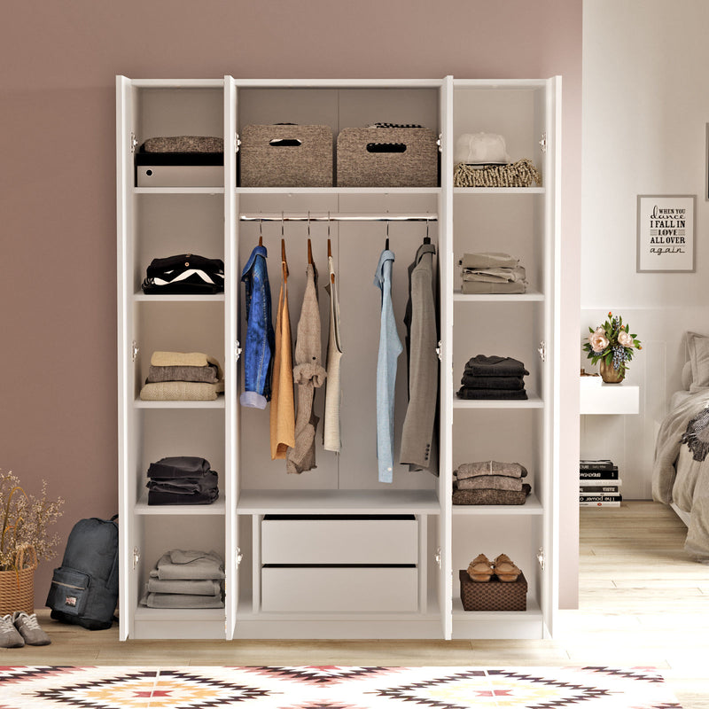 Armadio zona notte moderno 2 ante a specchio e asta appendiabiti cm 138x50x184h - vari colori