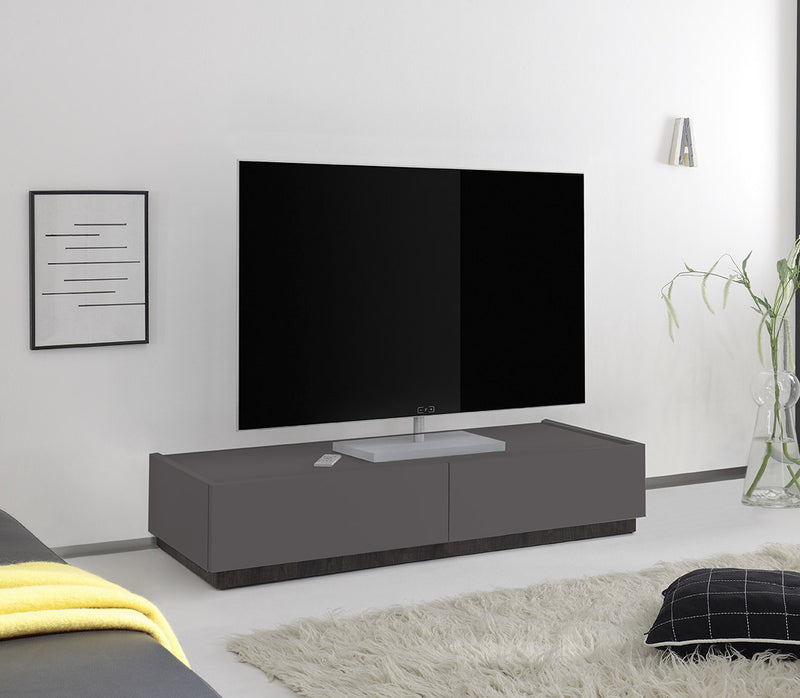 Nelson - Mobile tv basso 2 cassetti in legno grigio cm 123x51x24h - vari colori