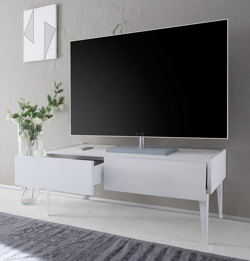 Erghel - Base tv moderno con cassetti colore bianco cm 123x51x24h - vari colori
