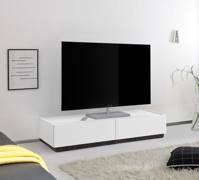 Erghel - Base tv moderno con cassetti colore bianco cm 123x51x24h - vari colori