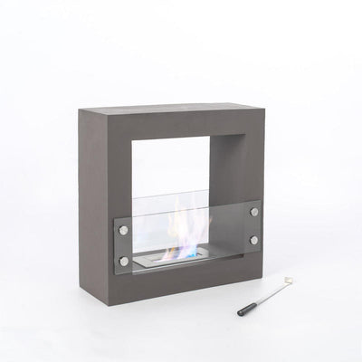 Biocamino da pavimento quadrato in magnesia bruciatore in acciaio copertura in vetro cm 60x24x60h