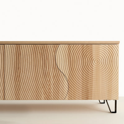 Linda - Madia moderna 3 ante legno massello e piedini in metallo cm 185x45x75h