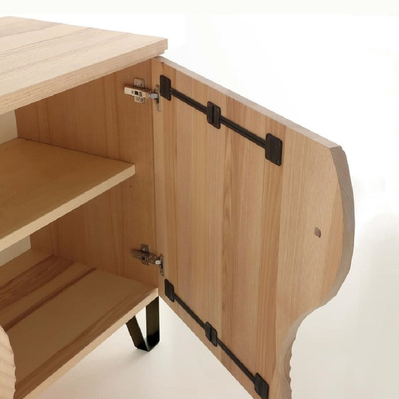 Linda - Madia moderna 3 ante legno massello e piedini in metallo cm 185x45x75h