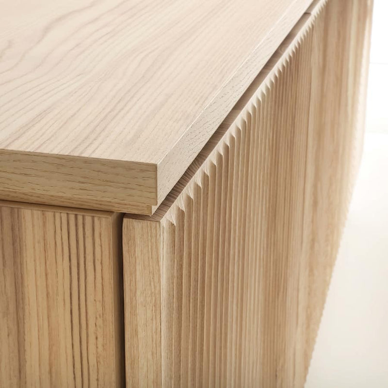 Linda - Madia moderna 3 ante legno massello e piedini in metallo cm 185x45x75h