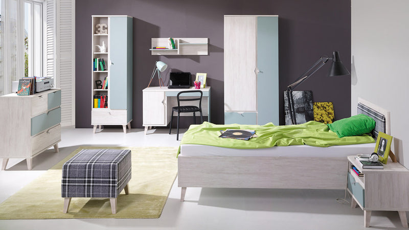 Molinare - Mobile libreria con anta cassetto e ripiani in legno cm 60x40x200h - vari colori