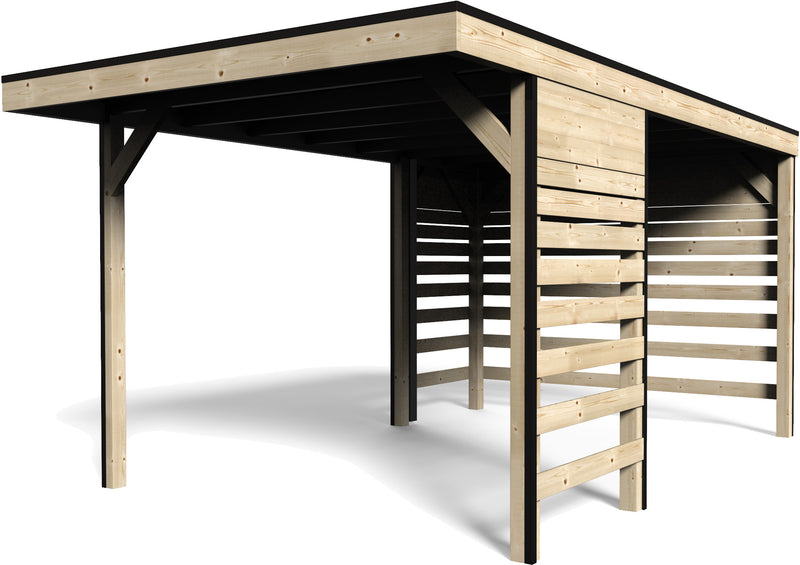 Paden - Garage carport in legno di abete da giardino cm 302x483