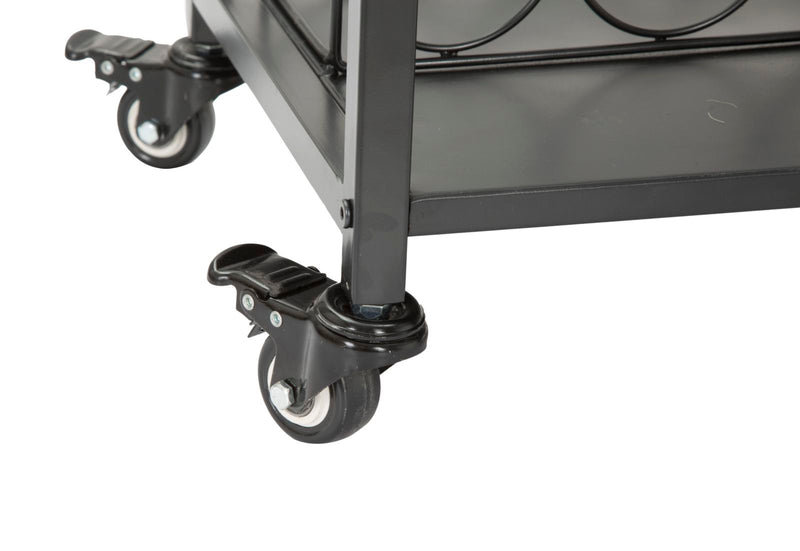 carrello portavivande bicchieri e bottiglie con ruote stile industriale