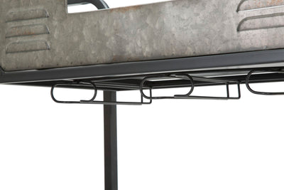 carrello portavivande bicchieri e bottiglie con ruote stile industriale